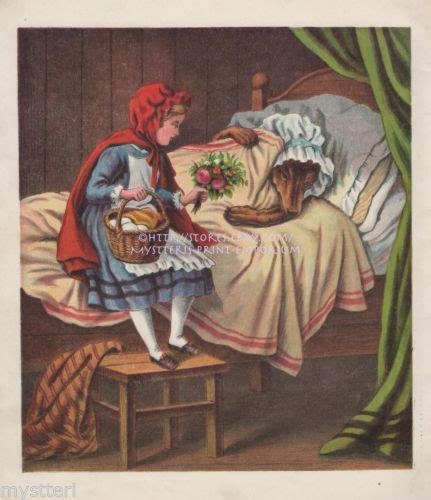 little red riding hood wolf grandma fairy tale 1870 antique art print picture red riding hood