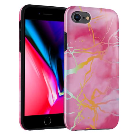 Iphone Se 2020 Case Cute Pink Marble Holo Phone Case Casebus