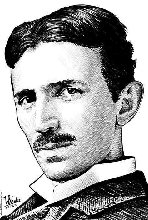 Nikola Tesla Ink Drawing