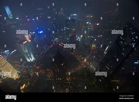 Shanghai Panoramic View At Night From The Top Of Shanghai Tower With The Shanghai World