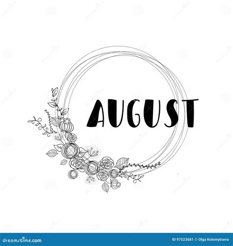 August White Lettering On White Background With Flowers Vector Black