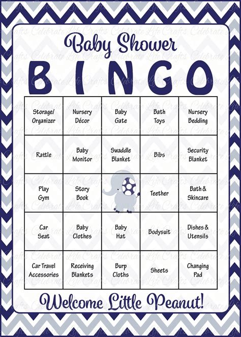 Elephant Baby Shower Game Download For Boy Baby Bingo Celebrate
