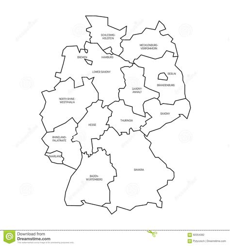 Map Of Germany Devided To 13 Federal States And 3 City