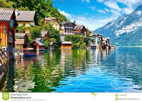 Photo About Hallstatt Austria View To Hallstattersee Lake And Alps