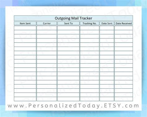 Incoming Mail And Outgoing Mail Printable Tracking Log For Etsy