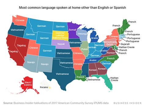 State colleges and private colleges. This map shows the most commonly spoken language in every ...