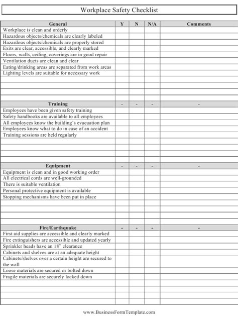 When carrying equipment, identify a path that is. Workplace Safety Checklist Template Download Printable PDF ...