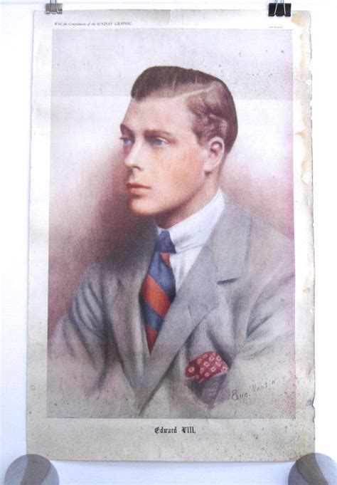 1936 Sunday Graphic King Edward Viii Commemorative Poster Royal