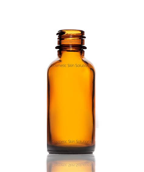 1 Fl Oz Boston Round Amber Glass Bottle Cosmetic Skin Solutions