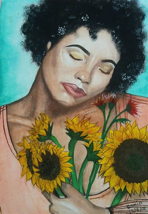 Pin By Lina Karra On Art Women Flower 2 Female Art Art Black Art