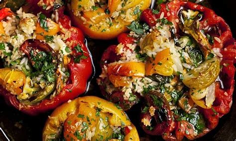 Stuffed Peppers With Rice And Herbs In A Pan
