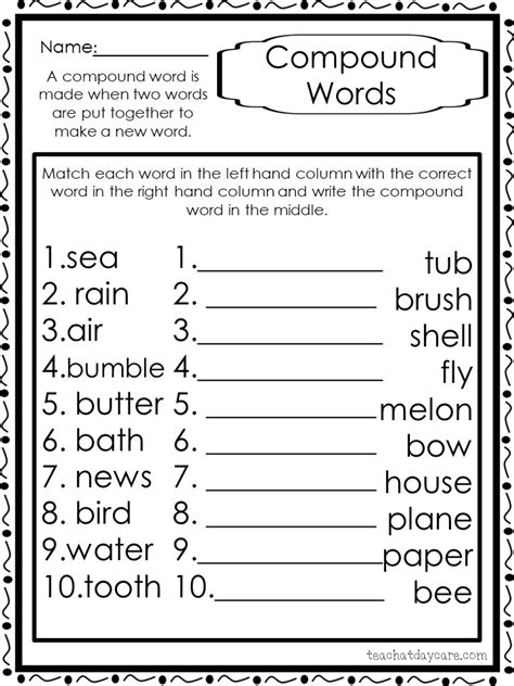 10 Printable Compound Word Worksheets Made By Teachers