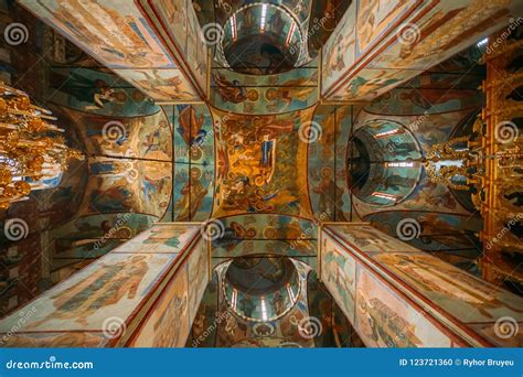Sergiev Posad Russia Interior Of Dormition Assumption Cathedral Stock