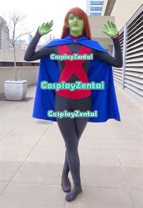 Miss Martian Babe Justice Superhero Costume Spandex Zentai Bodysuit Miss Martian Cosplay