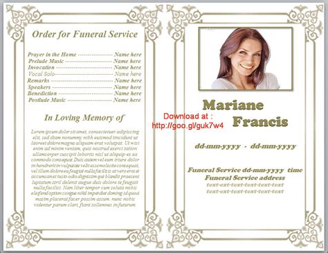 Downloadable Funeral Program Template Image To U