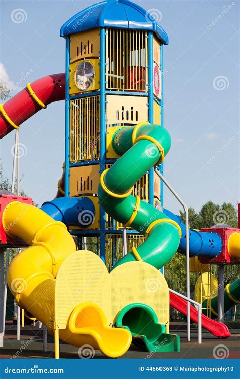 Slides In The Playground Stock Photo Image Of Recreation 44660368