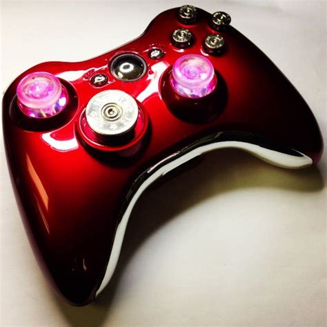Rich Metallic Red And Chrome Custom Modded Rapid Fire Xbox 360 Controller