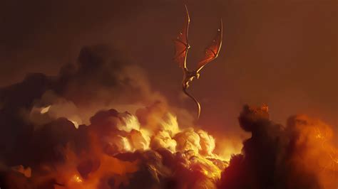 Dragon Clouds Fire Storm 4k Wallpaperhd Artist Wallpapers4k