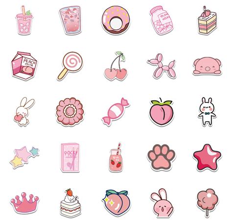 Pretty In Pinks Stickers 50 Pcs Pvc Waterproof Decals Etsy