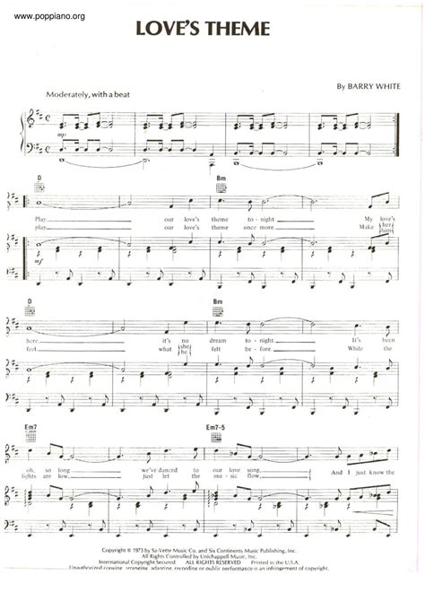 Barry White Loves Theme Sheet Music Pdf Free Score Download ★