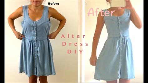 Sewing Diy How To Alter Loose Denim Summer Dress To Fit Youtube
