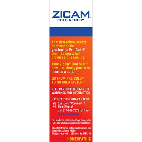 Zicam Oral Mist Arctic Mist Flavor Cold Remedy 1 Oz