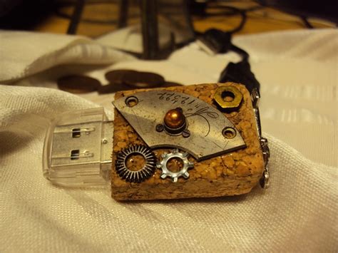 Cork Steampunk 4gb Usb Flash Drive Made From Found Objects Etsy Usb