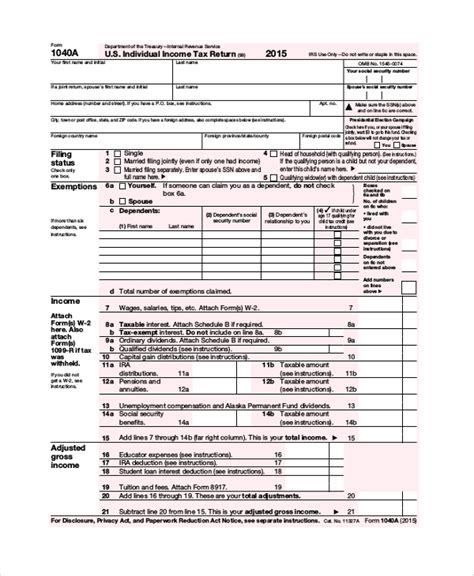 Income Tax Return Example