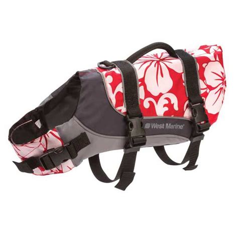 West Marine Deluxe Pet Life Jackets Red With Flower Motif West Marine