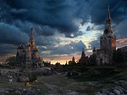 Russia Moscow Ruins Apocalyptic Fiction Science Church