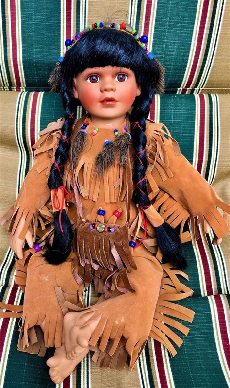 Beautiful Porcelain American Indian Doll Free Shipping In The Etsy Indian Dolls Native