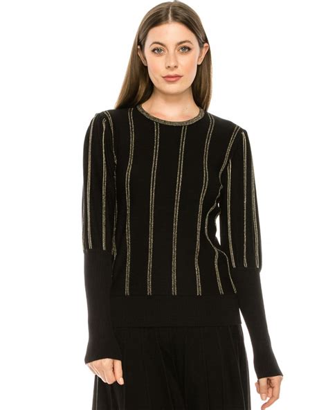 Knit Top With Gold Piping Modest Women Clothing Yal New York