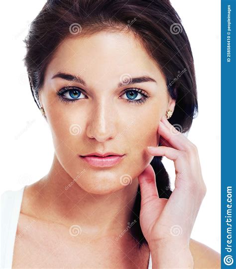 Gorgeous And I Know It Beautiful Young Woman Touching Her Face Gazing