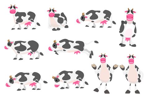Milk Cows On The Ranch In A Variety Of Actions And Emotions 10223903 Vector Art At Vecteezy