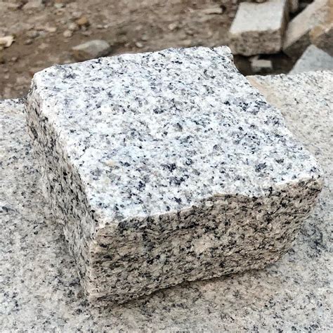 Silver Grey Granite Setts Cobbles Cropped 100x100x50 Stone Paving Direct