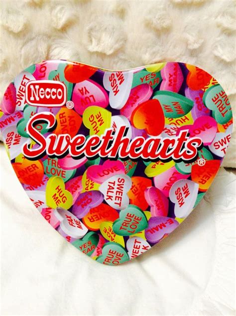 Necco Sweethearts Candy Tin Box Heart Valentine Pink Advertising