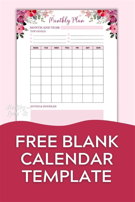 Pin On Free Blank Monthly Calendar Printables