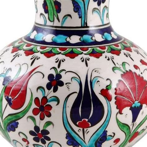 Iznik Design Ceramic Vase Carnation And Tulip Etsy