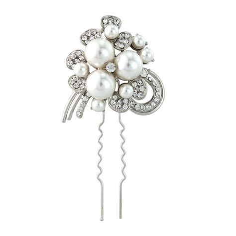 Helena Luxury Crystal Bridal Hair Pin Pearl Wedding Hair Pin Crystal