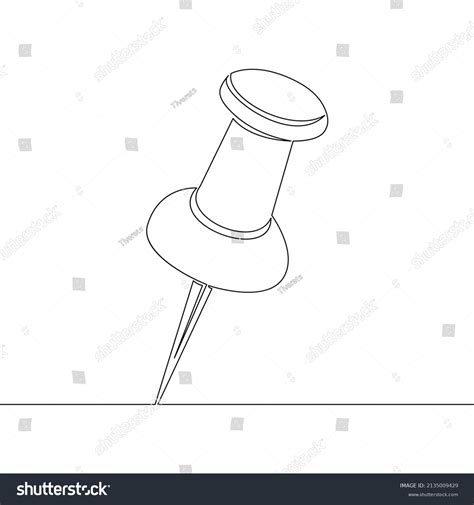 Continuous Line Drawing Paper Pin Pushpin Stock Vector Royalty Free