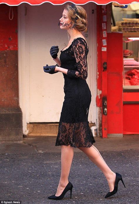 She Wears It Well Amber Heard Stands Out In A Black Lace Dress Lace