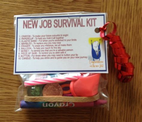 Lastly, don't hesitate to give a gift card for a coworker who is leaving. New Job Survival Kit : Gift For New Job, New Career ...