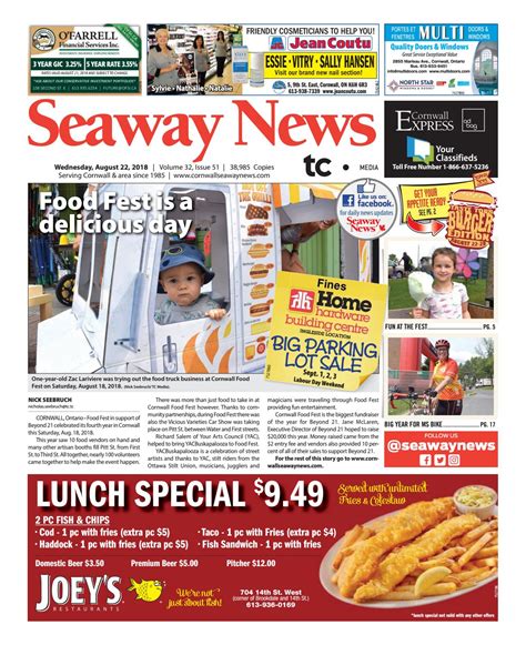 Cornwall Seaway News August 22 2018 Edition By Cornwall Seaway News