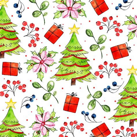 Watercolor Christmas Pattern Vector Design Images Watercolor Christmas