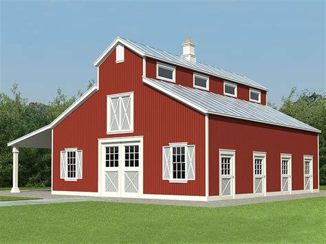 12x16 barn shed blueprint pages. Horse Barn Plans | Horse Barn Outbuilding Plan # 006B-0001 ...