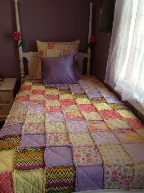 Rag Quilt Rag Quilt Twin Size Bed Fabric Squares 7x7 15 Lengthwise
