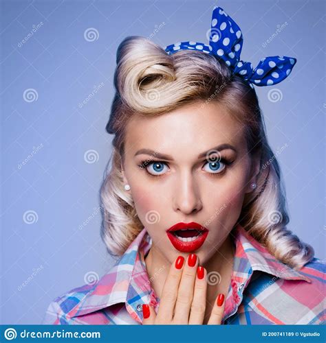 Beautiful Young Surprised Woman Pin Up Style Stock Image Image Of