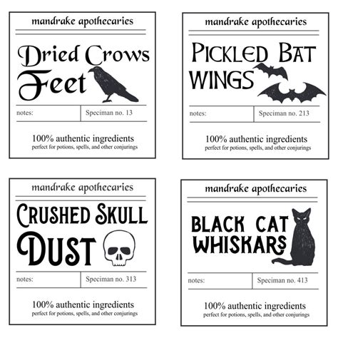 Printable Halloween Apothecary Labels Halloween Labels Printable