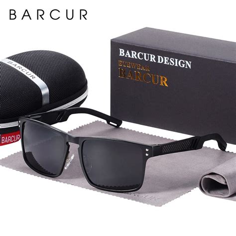 barcur aluminium magnesium sunglasses square men sunglasses polarized male sun glasses women