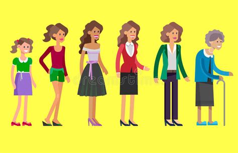 Generations Woman Stages Of Development Stock Vector Illustration Of